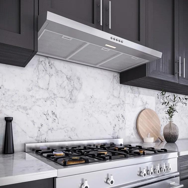 Streamline Longhena 36" 80 Cubic Feet Per Minute Convertible Under Cabinet Range Hood with Mesh Filter and Light Included