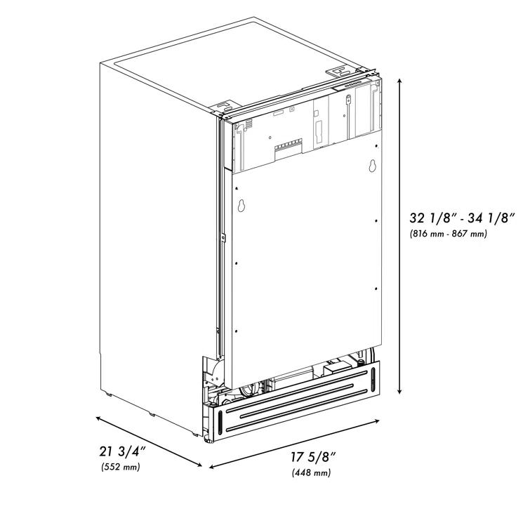 ZLINE DWV-18 ZLINE 18 in. Tallac Series Dishwasher in Custom Panel Ready W/ Stainless Steel Tub, 51dBa