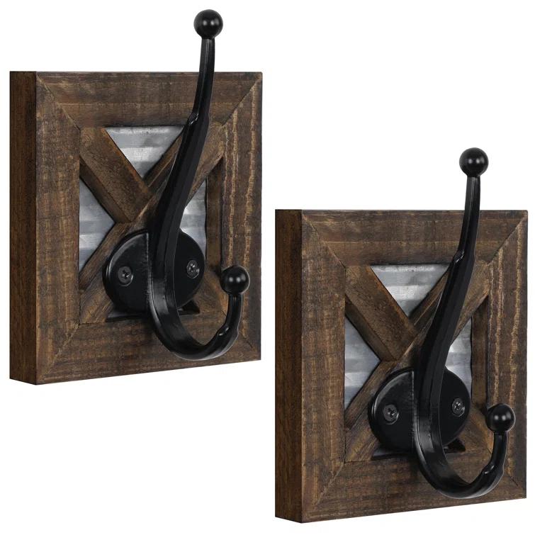 Autumn Alley RHK001 Rustic Farmhouse Wall Mounted Towel Hook Set - 2 Robe Hooks