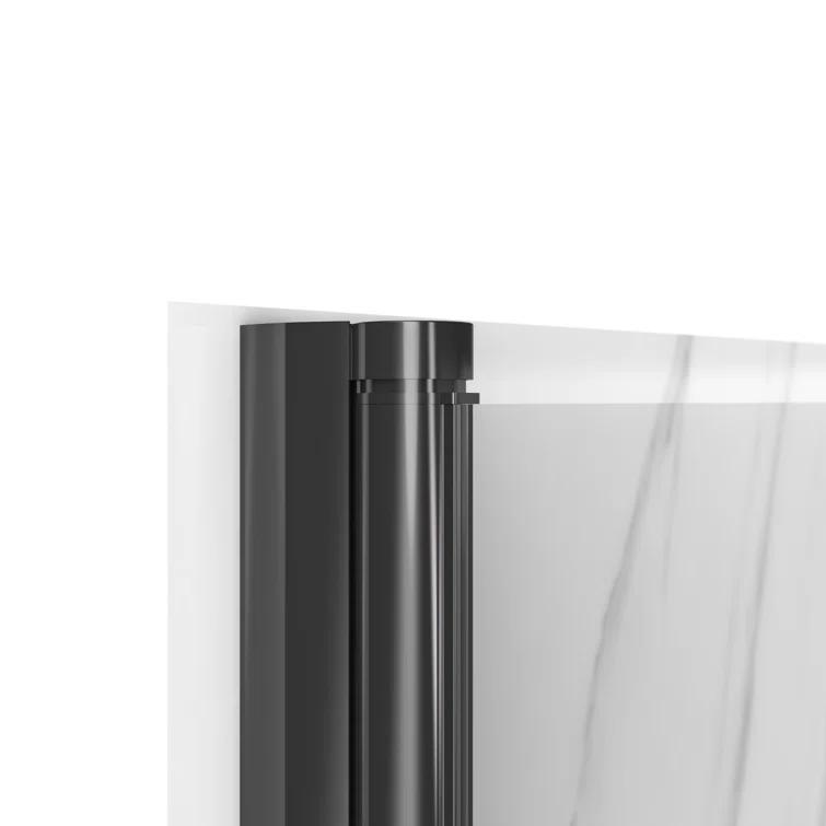 York 36" W x 79" H Alcove Reversible Shower Kit in Black with Door, Base, And Walls