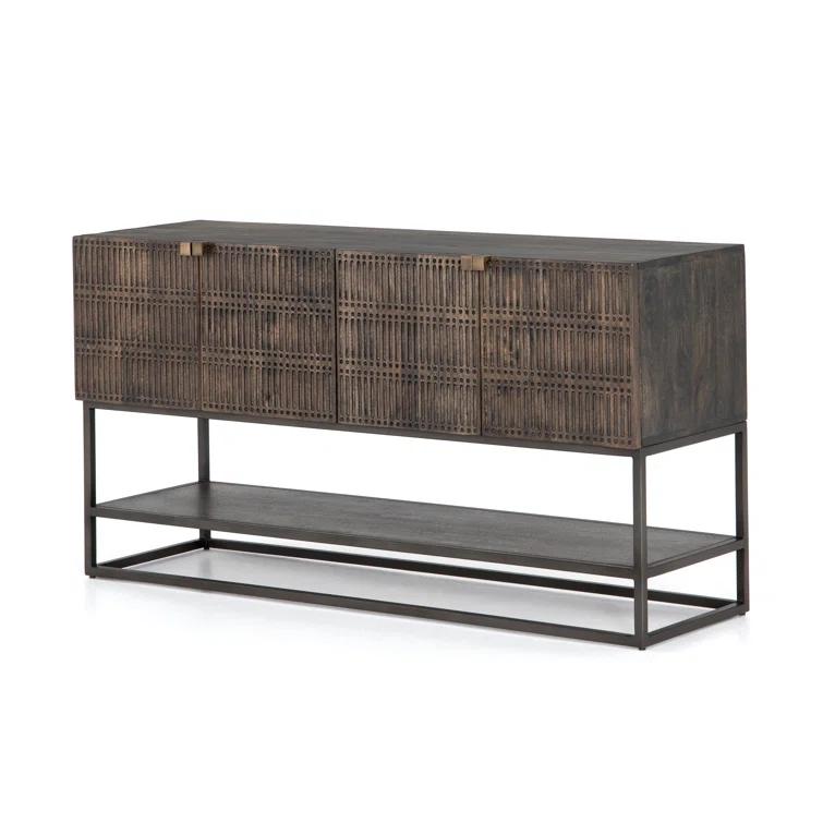 Carved Mango Wood Media Console (56")