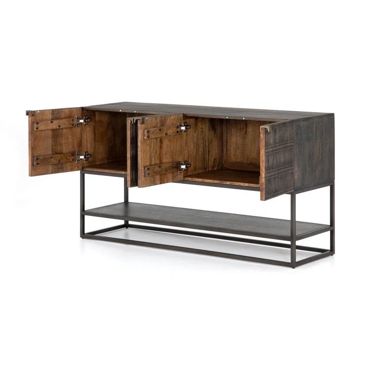 Carved Mango Wood Media Console (56")