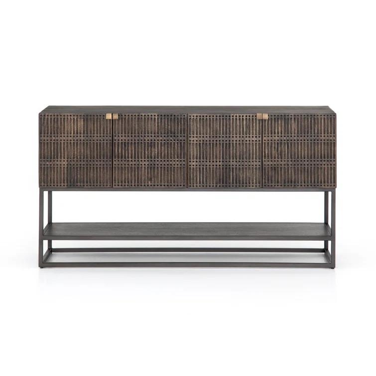 Carved Mango Wood Media Console (56")