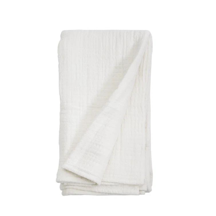 Arrowhead Textured Cotton Blanket by Pom Pom at Home - Cream / King