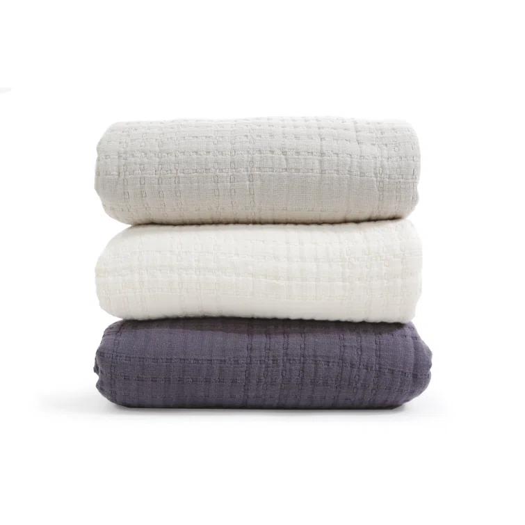 Arrowhead Textured Cotton Blanket by Pom Pom at Home - Cream / King