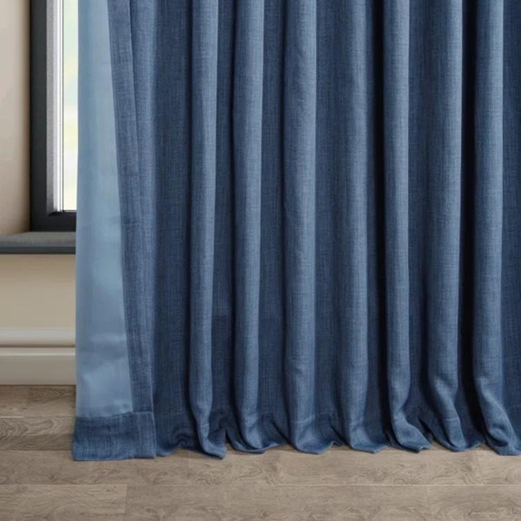 Ottis Textured Faux Linen Rod Pocket Room Darkening Curtains for Bedroom & Living Room Curtains - Single Panel Drapes