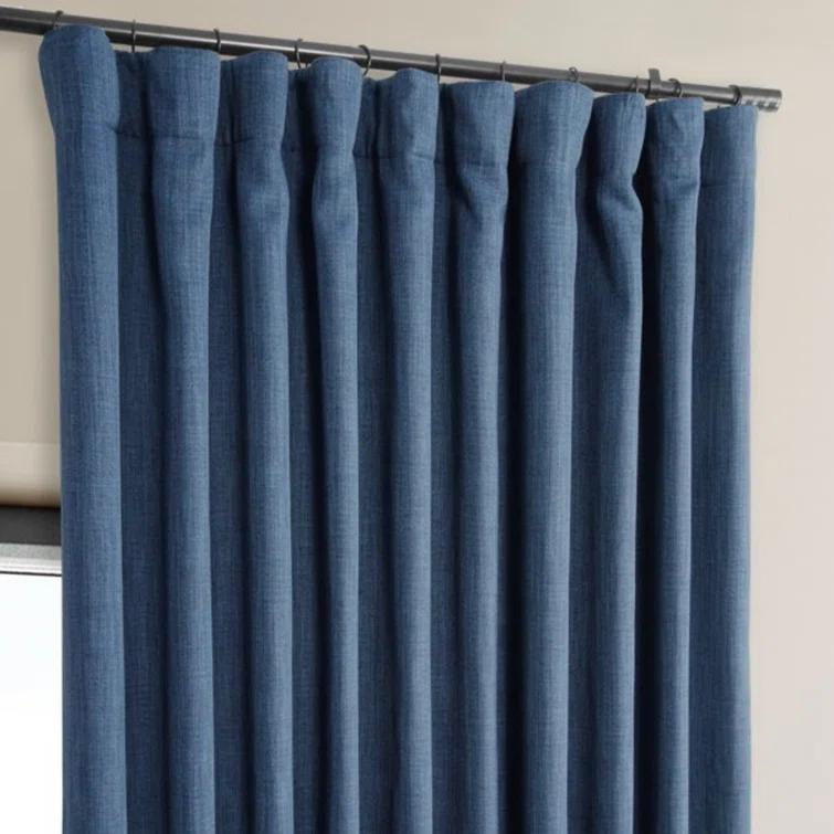 Ottis Textured Faux Linen Rod Pocket Room Darkening Curtains for Bedroom & Living Room Curtains - Single Panel Drapes