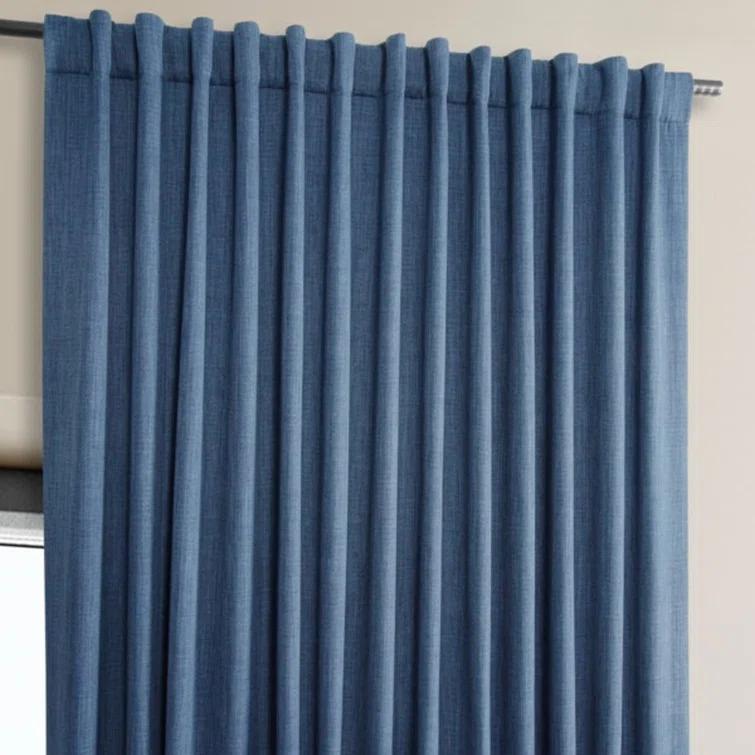 Ottis Textured Faux Linen Rod Pocket Room Darkening Curtains for Bedroom & Living Room Curtains - Single Panel Drapes
