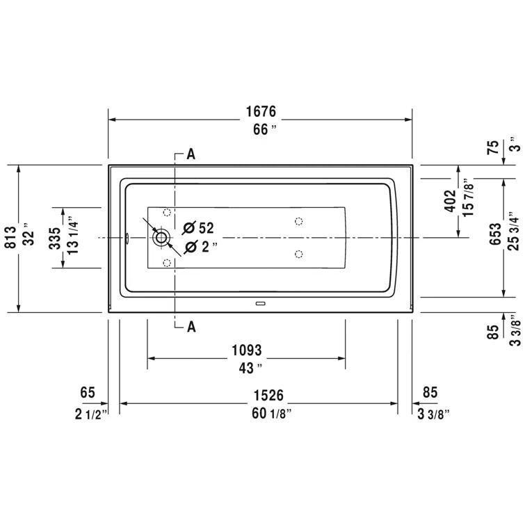 Architec 66" x 32" Alcove Bathtub