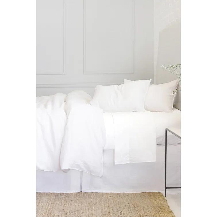 King White Belgian Linen Duvet Cover Set