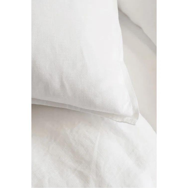 King White Belgian Linen Duvet Cover Set