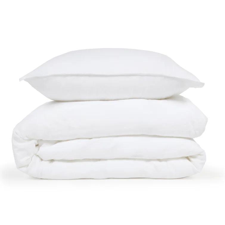 King White Belgian Linen Duvet Cover Set