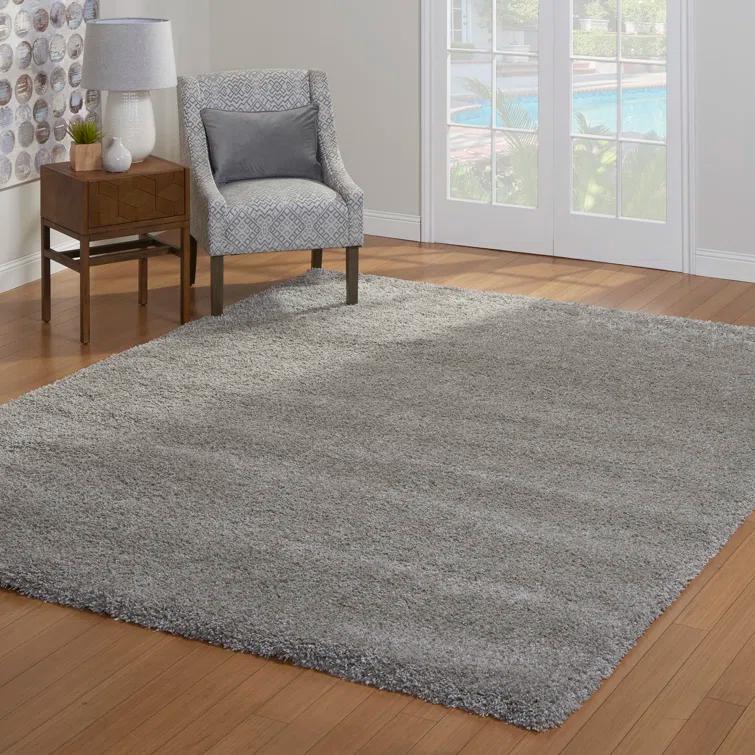 Gertmenian Ultimate Shag Modern Solid Color Gray Polypropylene Thick Plush Shag Area Rug