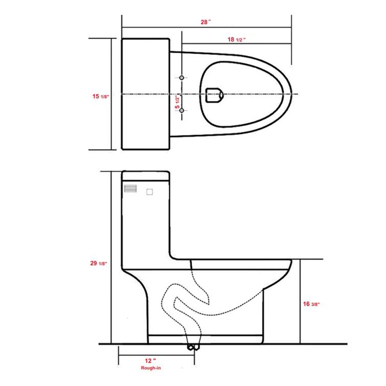 ABRUZZO 1.28 GPF Elongated Comfort Height One-Piece Toilet Floor Mounted (Seat Included), White