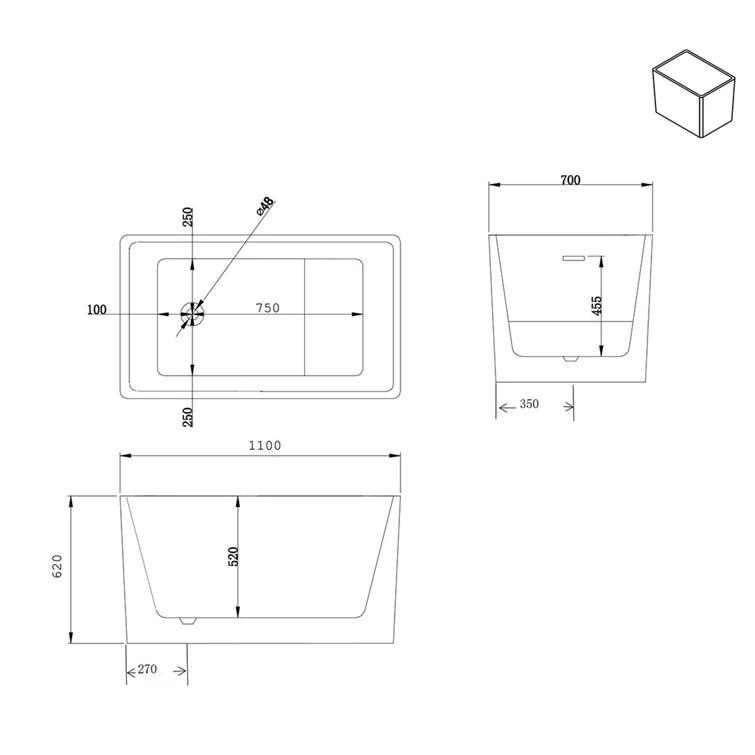 43.25'' x 27.5" Freestanding Soaking Acrylic Bathtub