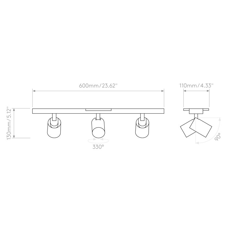 Matte Black Adjustable 3-Light LED Ceiling Spotlight