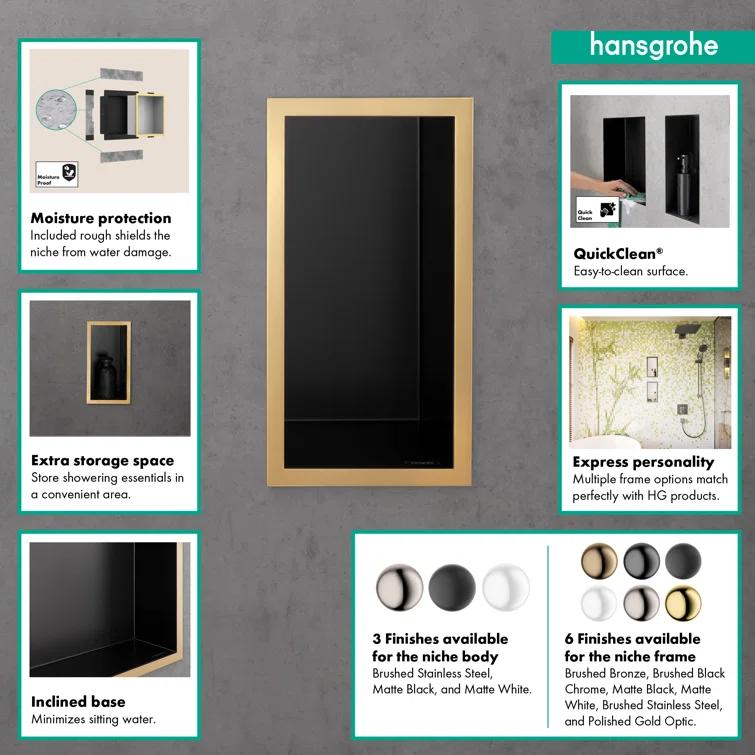 XtraStoris Individual Wall Niche Matte Black with Design Frame 15.38" x 9.5" x 4"