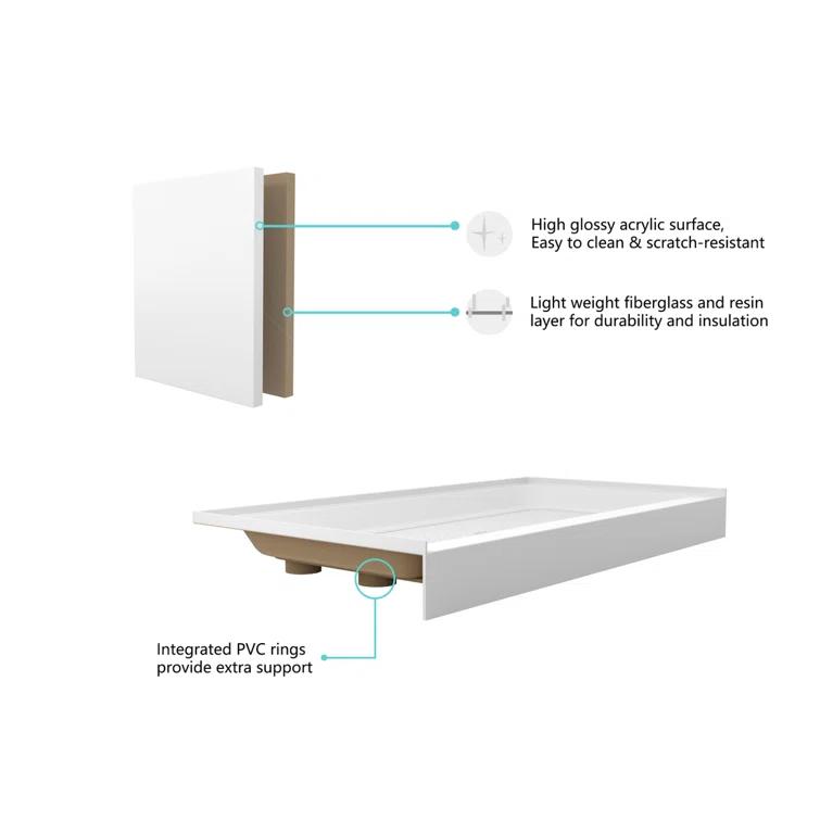 Laredo 60'' W 32'' D Rectangular Single Shower Base