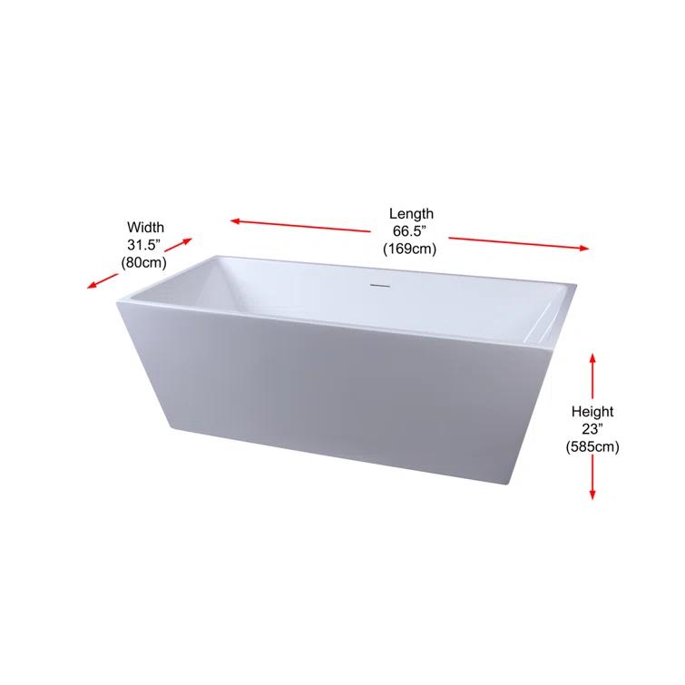 Turner 67'' x 31.5'' Freestanding Soaking Acrylic Bathtub
