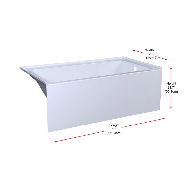 Elegant Lighting BT202-R3260GW Niklaus 60'' x 32'' Alcove/Tile Soaking Bathtub