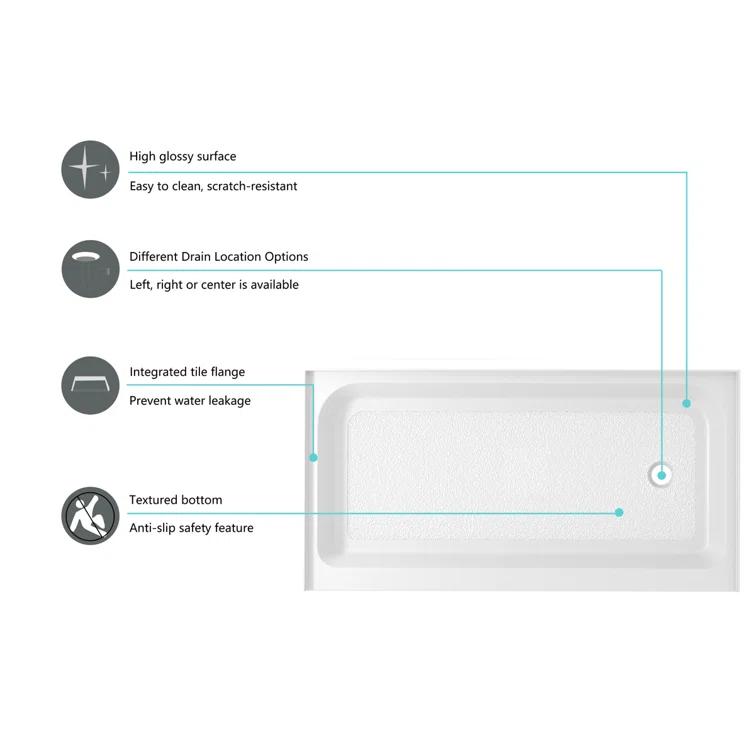 Laredo 60'' W 32'' D Rectangular Single Shower Base