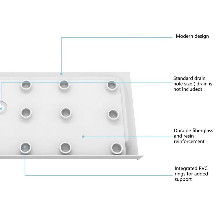 Laredo 60'' W 32'' D Rectangular Single Shower Base