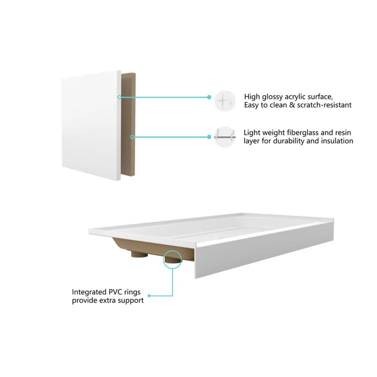 Laredo 60'' W 32'' D Rectangular Single Shower Base