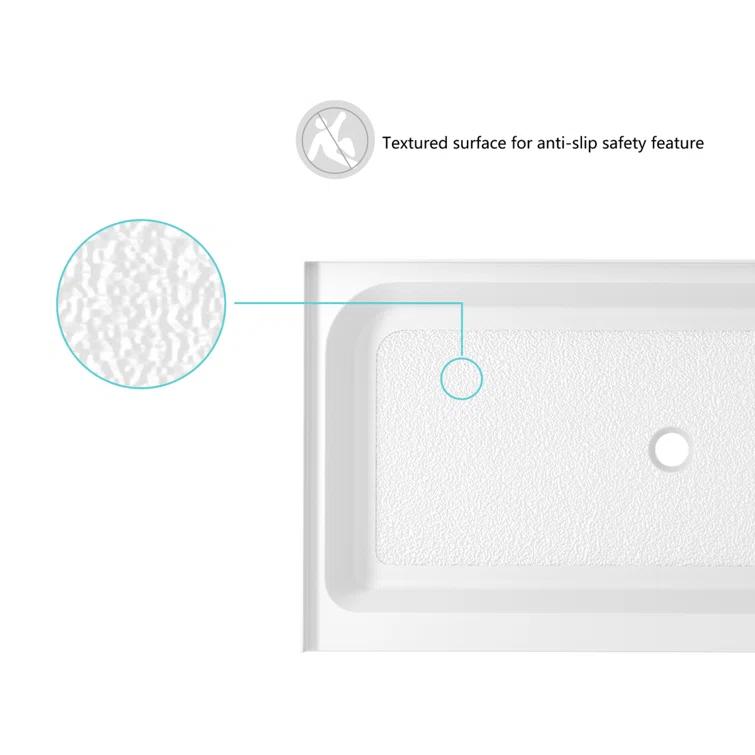 Laredo 48'' W 36'' D Rectangular Single Shower Base