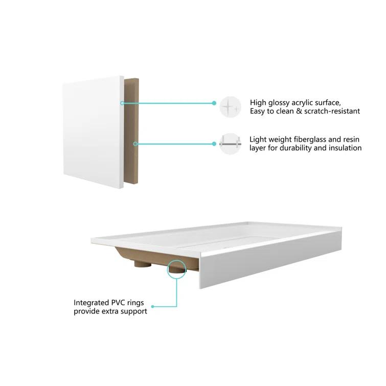 Laredo 60'' W 36'' D Rectangular Single Shower Base