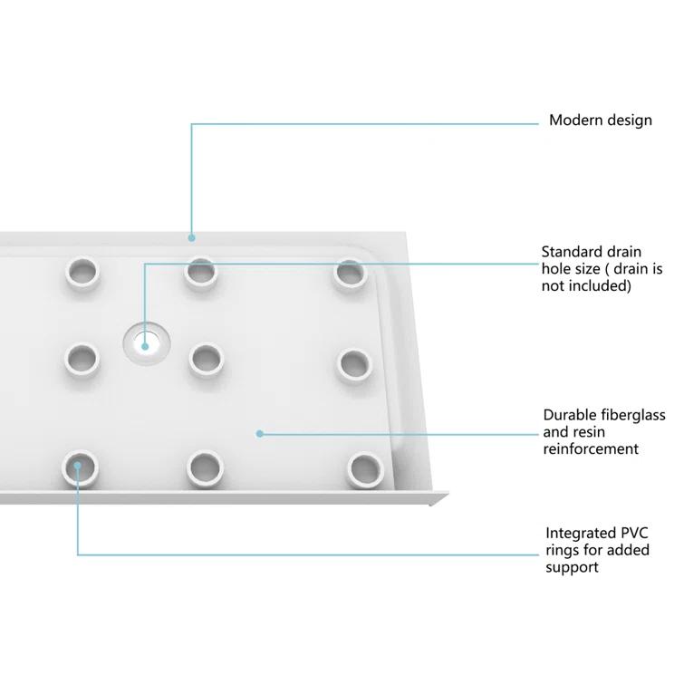 Laredo 48'' W 36'' D Rectangular Single Shower Base