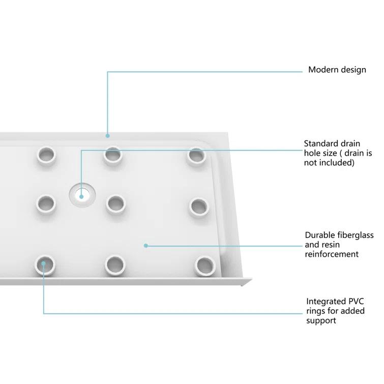 Laredo 60'' W 32'' D Rectangular Single Shower Base