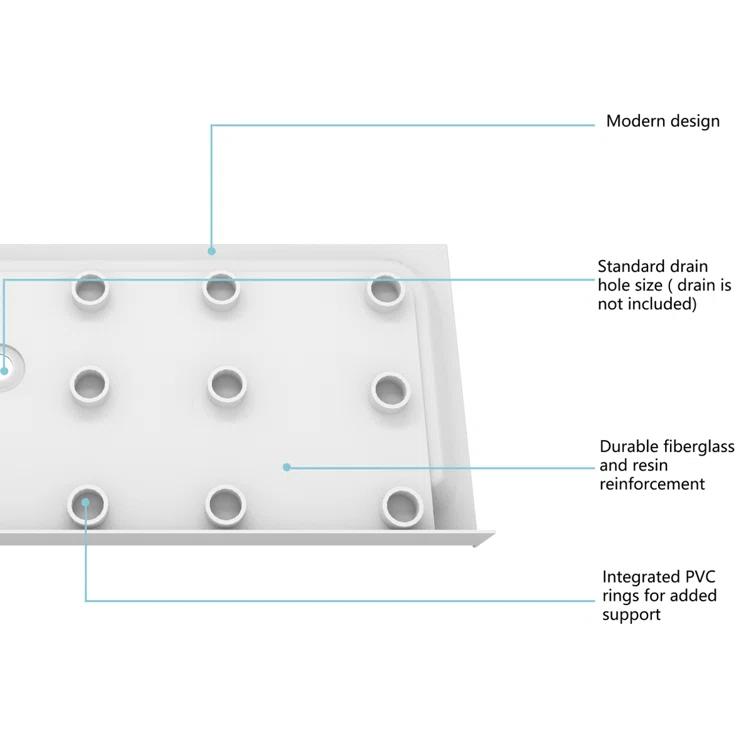 Laredo 60'' W 36'' D Rectangular Single Shower Base