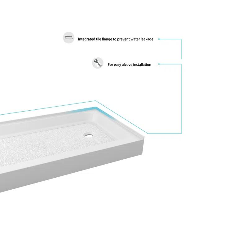Laredo 60'' W 32'' D Rectangular Single Shower Base