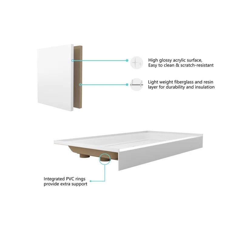 Laredo 60'' W 36'' D Rectangular Single Shower Base