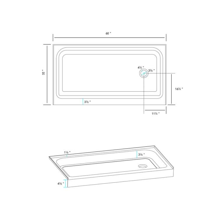 Laredo 60'' W 32'' D Rectangular Single Shower Base