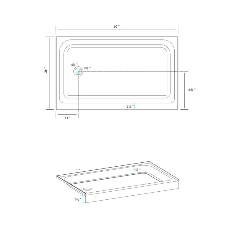 Laredo 60'' W 36'' D Rectangular Single Shower Base
