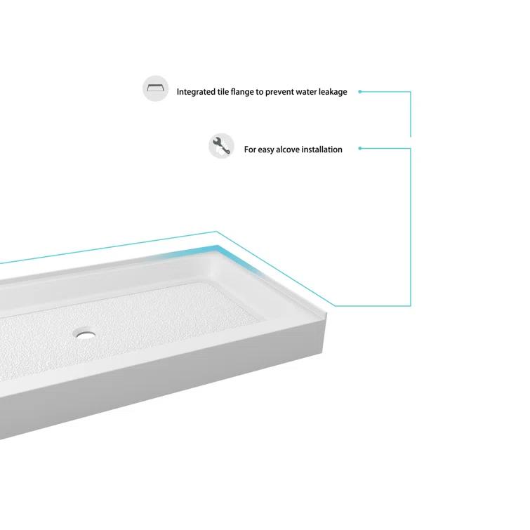 Laredo 48'' W 36'' D Rectangular Single Shower Base