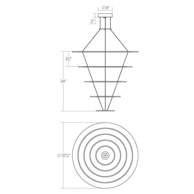 Arctic Rings 5 - Light Acrylic Dimmable LED Tiered Chandelier