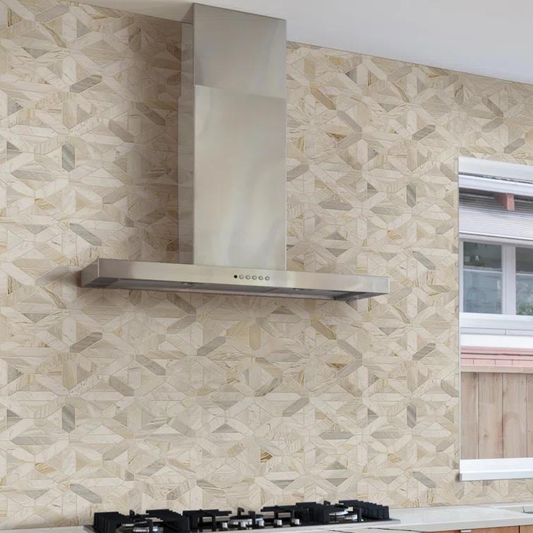 Athena Gold Geometrica 12" x 12" Honed Marble Mesh Mounted Mosaic Tile
