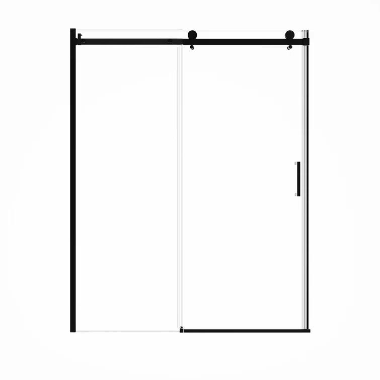 60" W x 76" H Framed Shower Door Single Sliding 10MM Tempered Glass 304 Stainless Steel Accessories