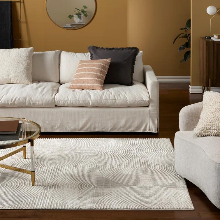 TOWN & COUNTRY Luxe Maya Soft Arches Neutral Indoor Area Rug with High-Low Texture, Ivory/Greige