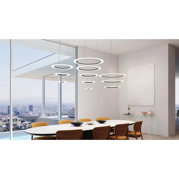 Arctic Rings 3 - Light Acrylic Dimmable LED Tiered Chandelier