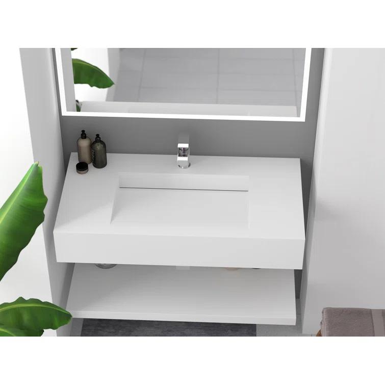 CastelloUSA Pyramid 36" Rectangular Wall Mount Solid Surface Bathroom Sink CB-GM-2053