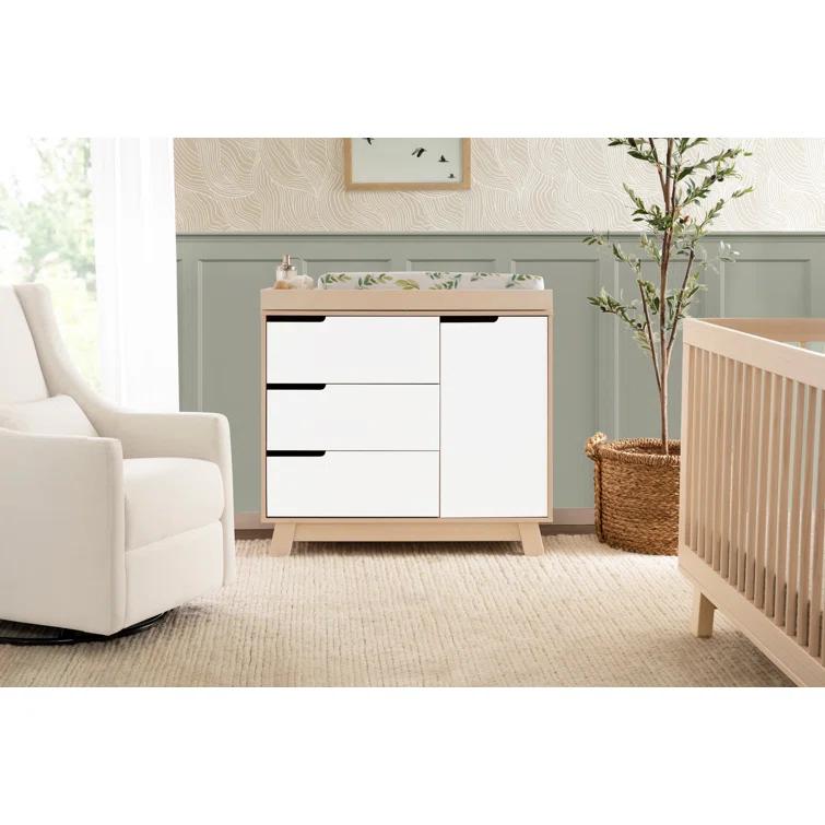 Babyletto Hudson Washed Natural Wood 3-in-1 Convertible Baby Crib with Toddler Bed Conversion Kit