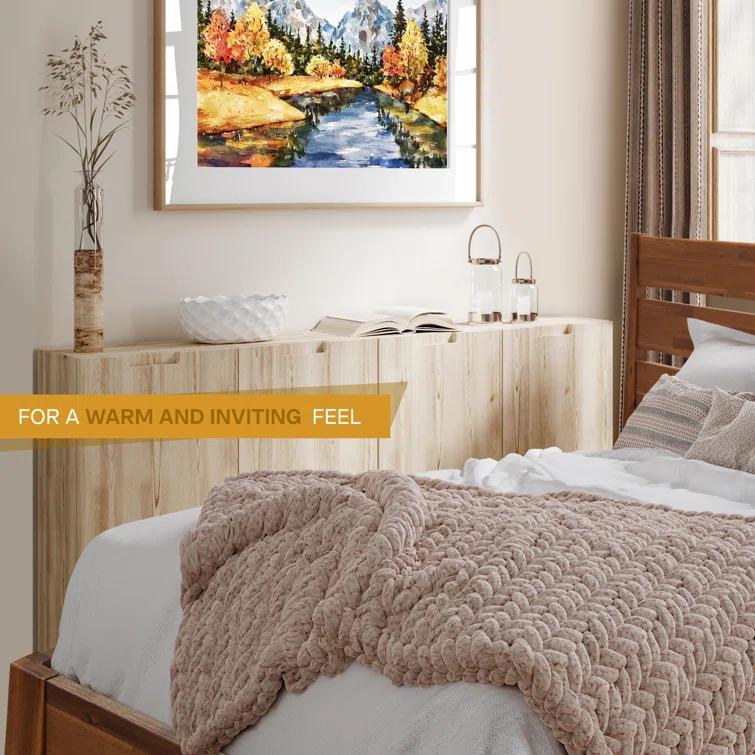 Acacia Premium Emery Solid Wood Platform Bed Frame with Headboard Included, No Box Spring Needed, Weight Capacity 800lb.