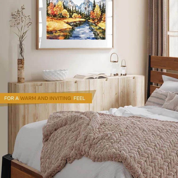 Acacia Premium Emery Solid Wood Platform Bed Frame with Headboard Included, No Box Spring Needed, Weight Capacity 800lb.