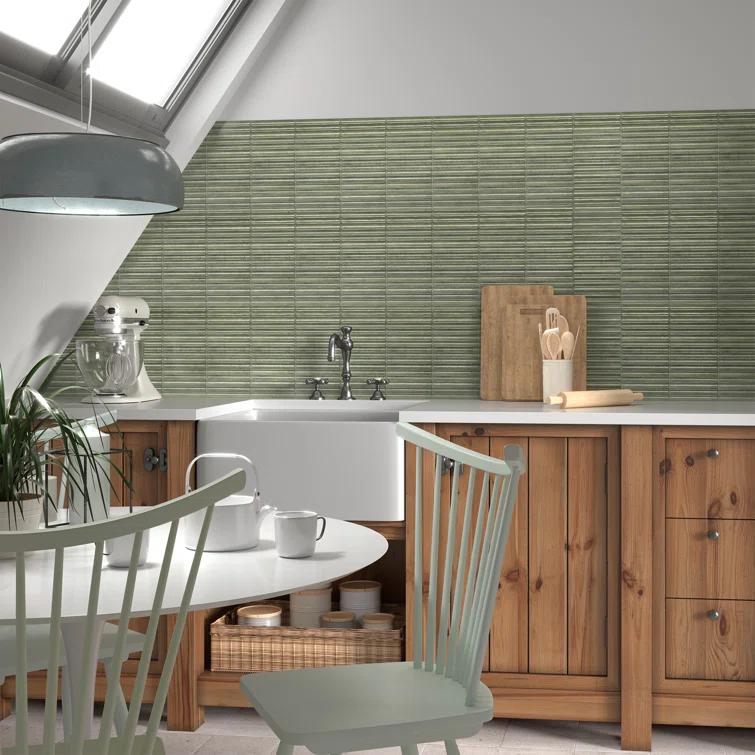 Canu 5.9 In. x 11.81 In. Polished Fluted Ceramic Subway Wall Tile (9.68 Sq. Ft. / Case)
