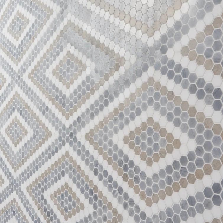 Hyperion 15.03'' W x 17.36'' L Marble Tile Mosaic Sheet