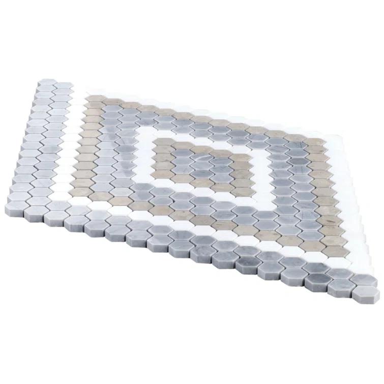 Hyperion 15.03'' W x 17.36'' L Marble Tile Mosaic Sheet