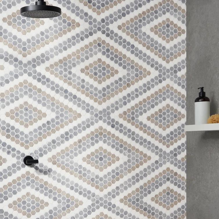Hyperion 15.03'' W x 17.36'' L Marble Tile Mosaic Sheet